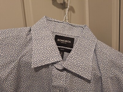 Bonobos LS Button Down, White w/ Floral Pattern, XXL (extra trim), New with Tags