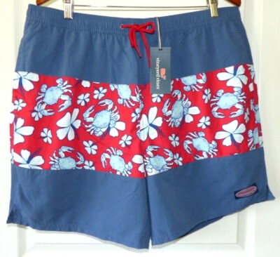 VINEYARD VINES Men's Chappy Swim Trunks DEEP BAY ''CRAB FLORAL''  Sz XL  NWT $90
