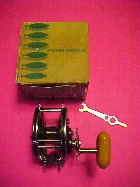 Merri Marinerヴィンテージ ロッドハンドル 箱付き／1940〜50年 VINTAGE PENN MASTER MARINER 349H FISHING REEL WITH BLUE & WHITE