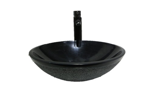 MARBLE STONE NERO MARQUINA HAMMED BLACK ROUND BASIN SINK Bathroom 42cm UK - Picture 5 of 7