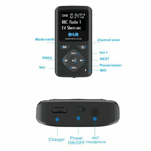 Portable DAB Digital Radio Bluetooth 4.0 Personal Pocket FM Mini MP3 Earphone !! - Bild 4 von 9