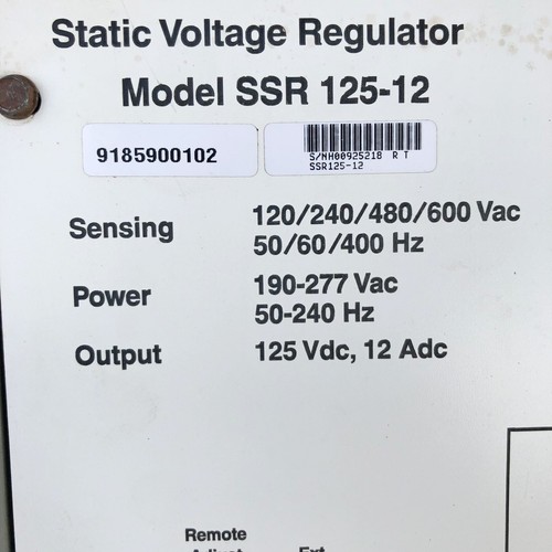 BASLER ELECTRIC SSR125-12 STATIC VOLTAGE REGUALTOR 9185900102 - Picture 7 of 9