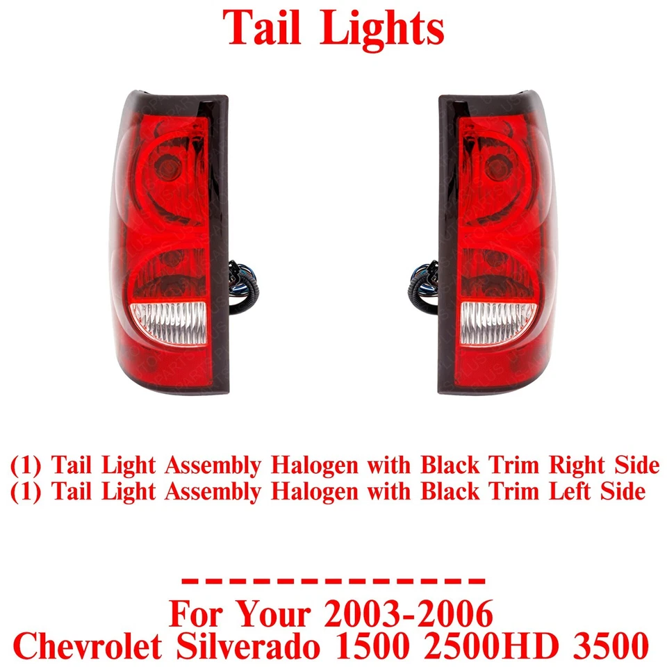 Conjunto de luces traseras con moldura negra izquierda y derecha para Silverado 1500 2500HD 3500 2003-2006 Foto 2 de 4