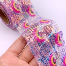 UK 5M DIY Mesh Sequins Embroidery Ribbon Hair Bow Accessories 6CM ribbon Craft