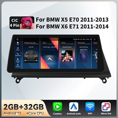 10.25 Android Car GPS Stereo 4Core Carplay GPS For BMW X5 E70 X6 E71 2010-13 CIC