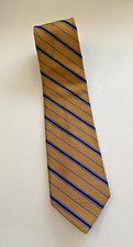 Brooks Brothers Makers Merchants Silk Tie Striped Gold/Blue made in USA