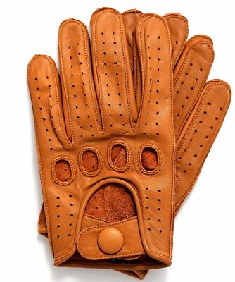 Riparo Men's Reverse Stitched Leather Driving Motorcycle Cosplay Gloves - Cognac