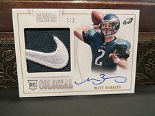 National Treasures Autograph Colossal Nike Swoosh Eagles Matt Barkley 2/2  2013