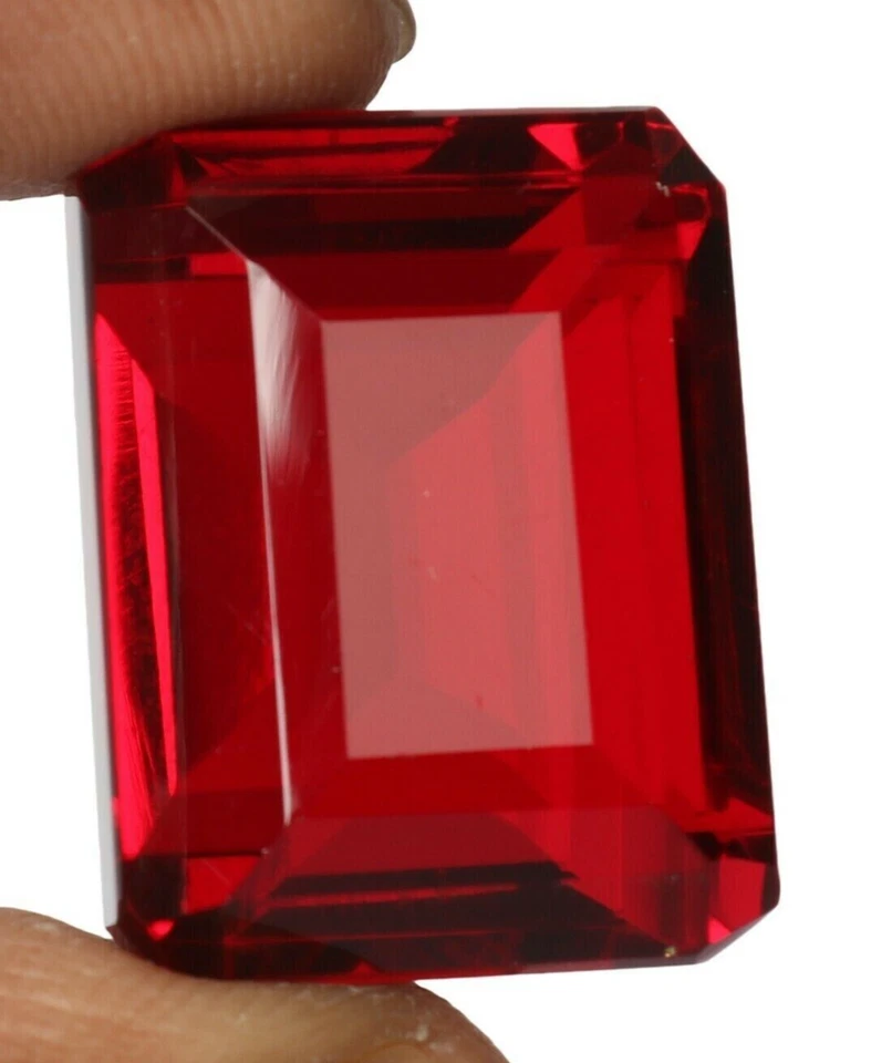 AAA+ 87.30 Ct. Mozambique Red Ruby Emerald Cut Facet Loose Gemstone @Women Gift - Image 2 of 4