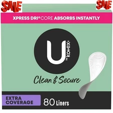 U by Kotex Security Lightdays Panty Liners, Light Absorbency, Extra Coverage, U