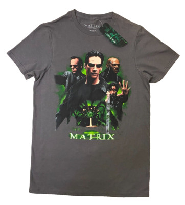 The Matrix T-Shirt Men's Size Small Movie Keanu Reeves Graphic Charcoal Gray