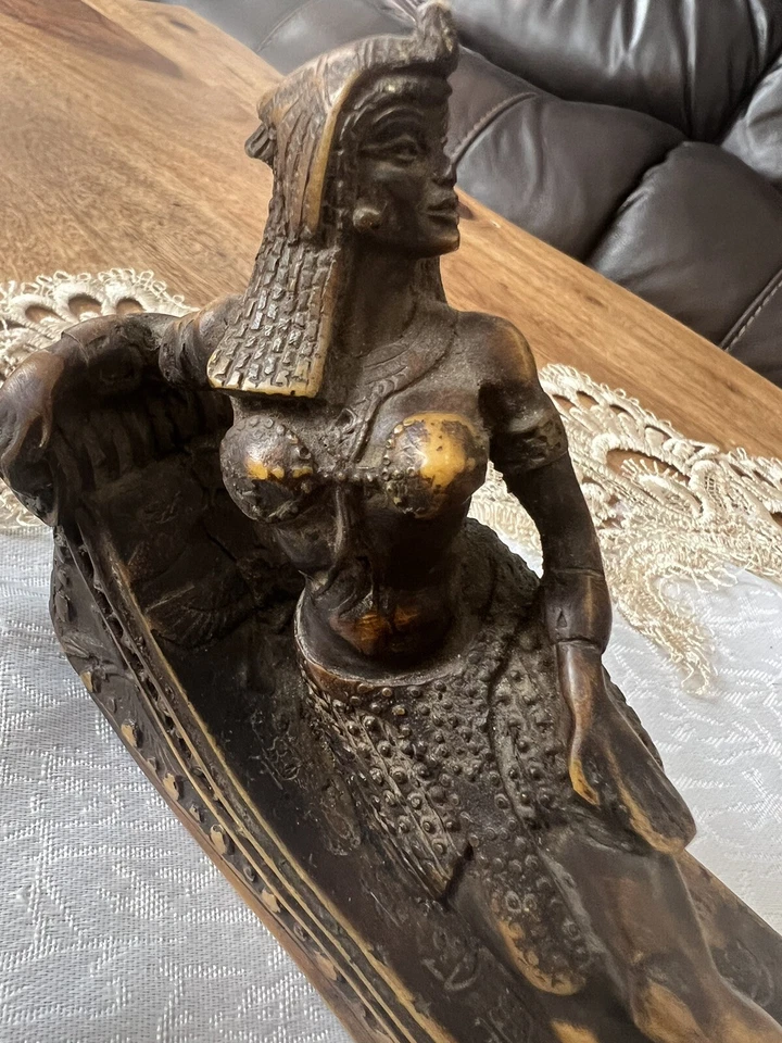 Estatua antigua de piedra preciosa egipcia antigua rara reina Cleopatra Foto 4 de 4