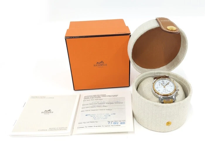 HERMÈS Orologio Uomo HERMES Clipper Cronografo Quarzo SS GP Quadrante Bianco CL1.920 Cassa 38mm
