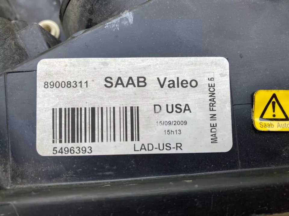 SAAB 9-5 02,3,4,5 VALEO 车头灯总成右手 PassengeSide 氙气 5496393 LAD 原始设备制造商 — 第 3/4 张图片