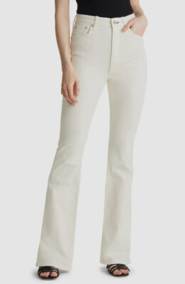 $225 Rag & Bone Women's White Casey High Waist Flare-Leg Jeans Pants Size 27