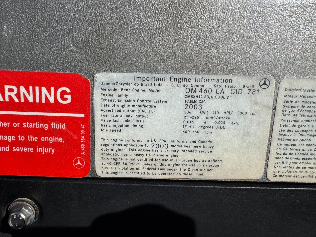 2003 Mercedes Benz OM460LA Diesel Engine NON-EGR MBE4000 2DDXH12
