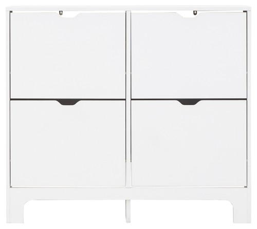 Narrow Shoe Cabinet Storage Foldable Unit 4 Drawer Hallway Bedroom White - Picture 6 of 10