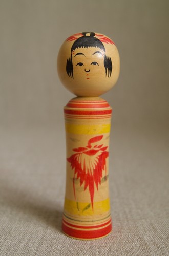 11.5cm(4.5") Japanese Vint. Kokeshi Doll 1980 : signed Yasuo Yusa 1942~2015