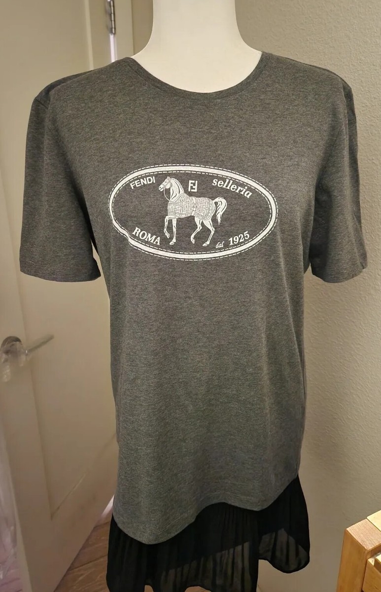 NWT Authentic FENDI Pink Selleria Logo T-shirt SZ 42 /L Made in 