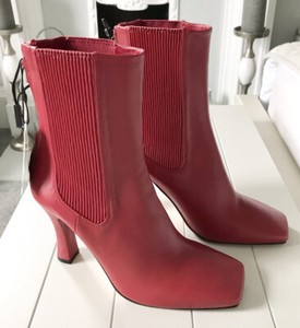 Zara stretch in pelle punta quadrata tacco alto stivaletti in Rosso UK5  NUOVO con etichetta prezzo consigliato £ 99.99 | eBay