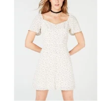 City Studio Junior Womens M Cream Olive Button Flutter Sleeve ALine Dress NWT