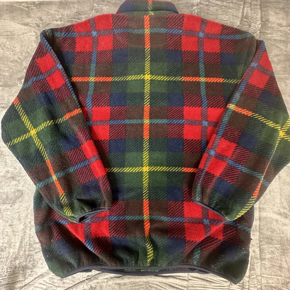VTG 90s Trader Bay Thick Fleece 1/4 Zip Pullover Wallace Tartan Plaid — FLAW - Image 4 of 4
