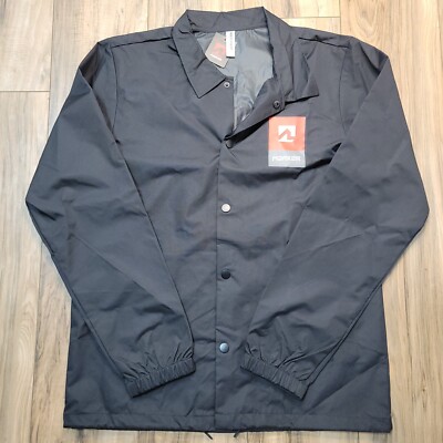 Independent Trading Company Size L Windbreaker Snap Buttons Black Marker NWT