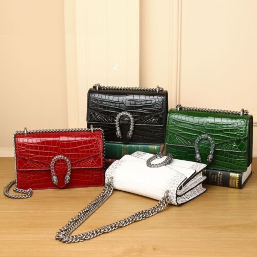Genuine Leather Women's Luxury Bag, Crocodile Print Chain bag, Shoulder Bag - Afbeelding 1 van 12