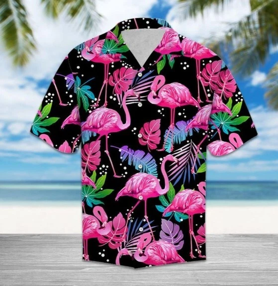 Pink Flamingo Hawaiian Shirt, Flamingo Hawaii Aloha Short Sleeve Size S-5XL