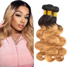 10A Body Wave Bundles Human Hair Bundles 1B/27 Blonde Remy Hair Extensions Weft