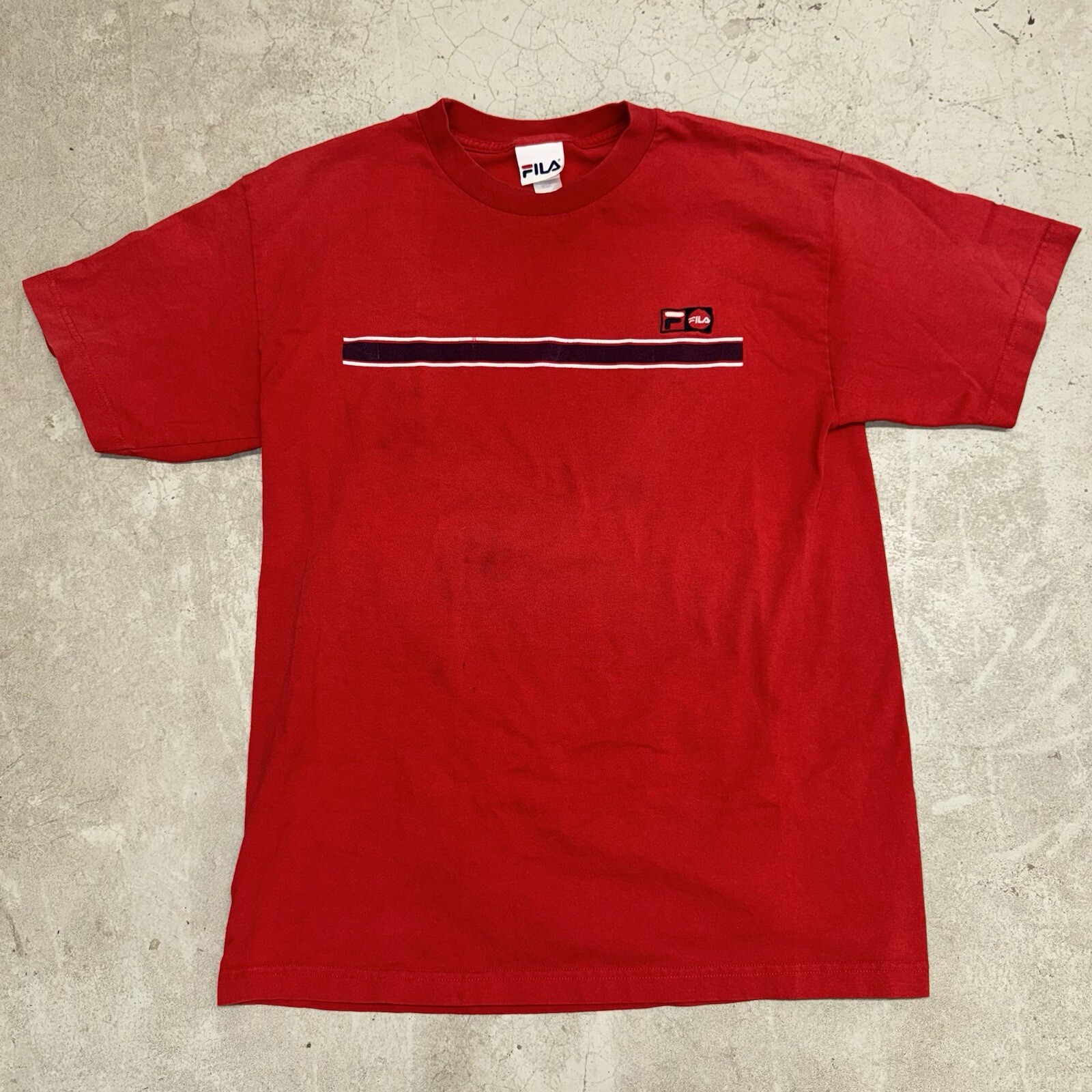 T shirt FILA Y2K rossa ricamata taglia uomo grande