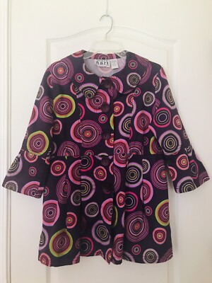 Keren Hart Purple Pink Lightweight Art To Wear Jacket Side Pockets Size Small