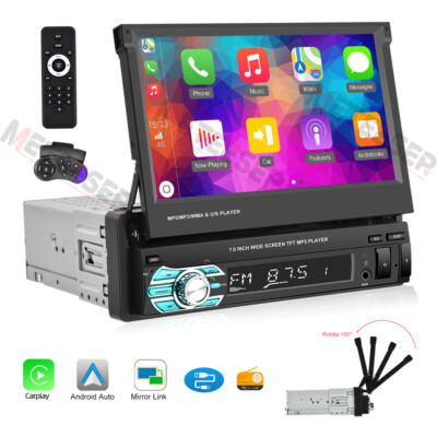 1 Din 7'' Carplay Faltbar Autoradio GPS Navi Wifi MP5 BT USB FM Mirror link