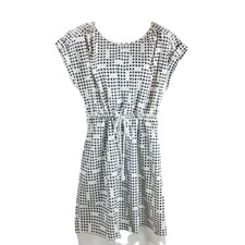 Gap Size Small Ruby Linen Dress Polka Dot Navy Blue White Tie Waist Pockets