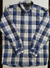 Tommy Hilfiger Long Sleeve Button Down Blue Plaid Casual Shirt Men's Size XL