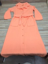 Vintage 60's/70's peachy orange Fleece Robe/ Housecoat nightgown Sz Medium