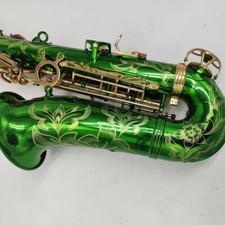 New Alto Saxophone Green Overall Handcarved Adult Professional Sax Instrument