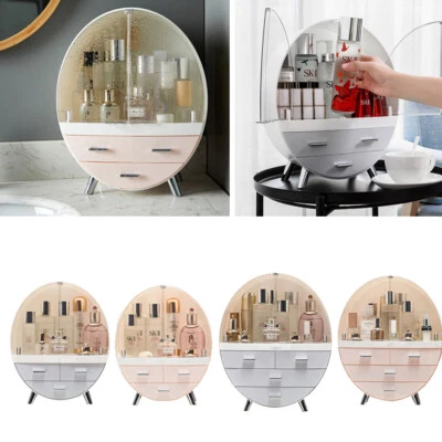 Round Makeup Organiser Storage Box Shelf Free Stand Cosmetics Tidy Holder Drawer