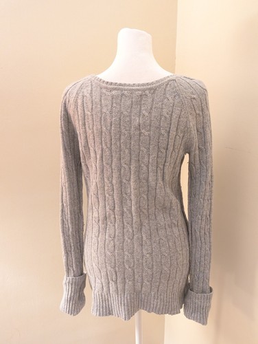 Vintage American Eagle Sweater Womens M Y2K Gray Extra Long Cable Knit Bella 00s - Picture 3 of 7