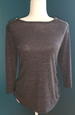 Fig &Blu Dark Gray Shirt With Zipper Shoulders Size Medium 
