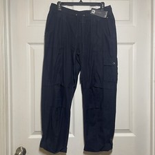 NWT Tommy Hilfiger Womens Small Soft Cargo Pants Cropped Roll Tab Navy Blue