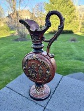 Victorian English Gold Gilded Neoclassical Ewer Metal Pitcher 17&rdquo; Tall