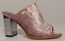 NEW!! Henry Ferrera Pink Velvet Sandals Mules 3.5" Heels Size 7.5M US 37.5M EUR