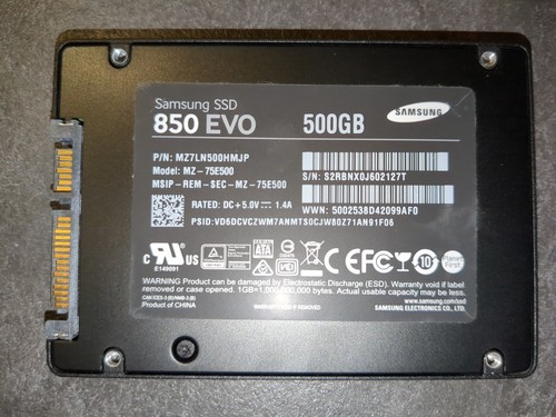 Samsung 850 EVO 500GB 2,5 Zoll SATA Interne SSD MZ-75E500 gebraucht