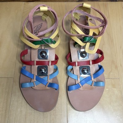 Ancient Greek x Peter Pilotto Multicolor Gladiator Wedge Sandals 38
