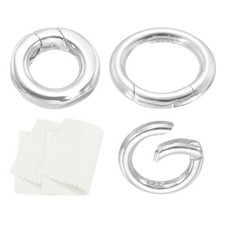 3PCS 8/11.6/14.5mm 925 Sterling Silver Spring Gate Rings Clasps Silver Tone