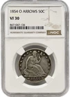 1854-O Seated Liberty Silver Half Dollar-Arrows-NGC VF 30-Nice Original Look