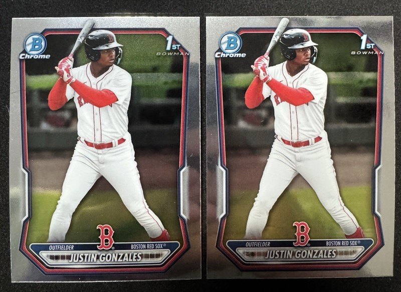 2026 Topps Bowman Chrome 1st Bowman Justin Gonzales Red Sox BCP-141 2 Cards