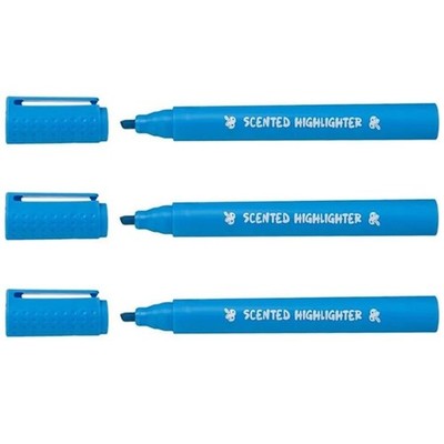 3 x Blue Highlighter Big Giant Jumbo 2.5 x 23cm Scented Blueberry Marker Pen