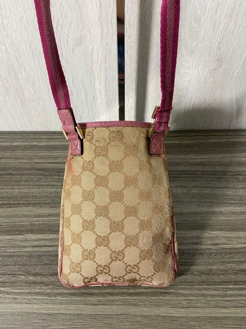 GUCCI Shoulder Bag GG Pattern Canvas Leather Pink Beige Shoulder Bag C-251215-14 thumbnail 6
